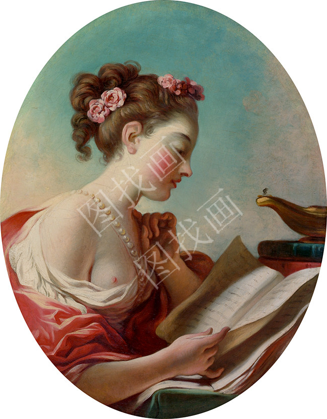 法国 HonoréFragonard 年轻女子阅读 25x32cm